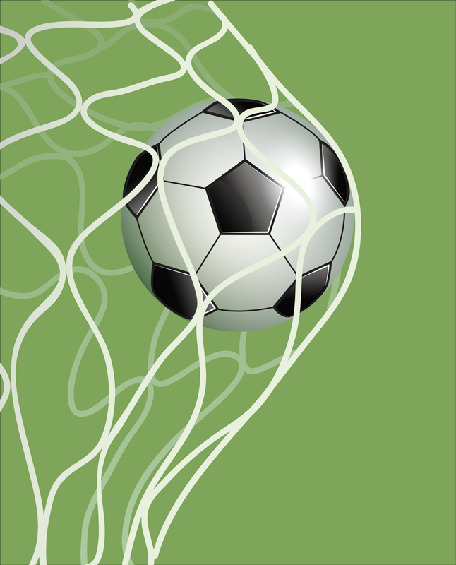 Football poster of a ball hitting the net - TenStickers