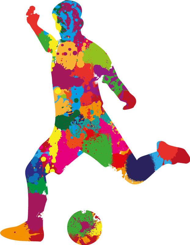 Football poster featuring vibrant player splashes - TenStickers