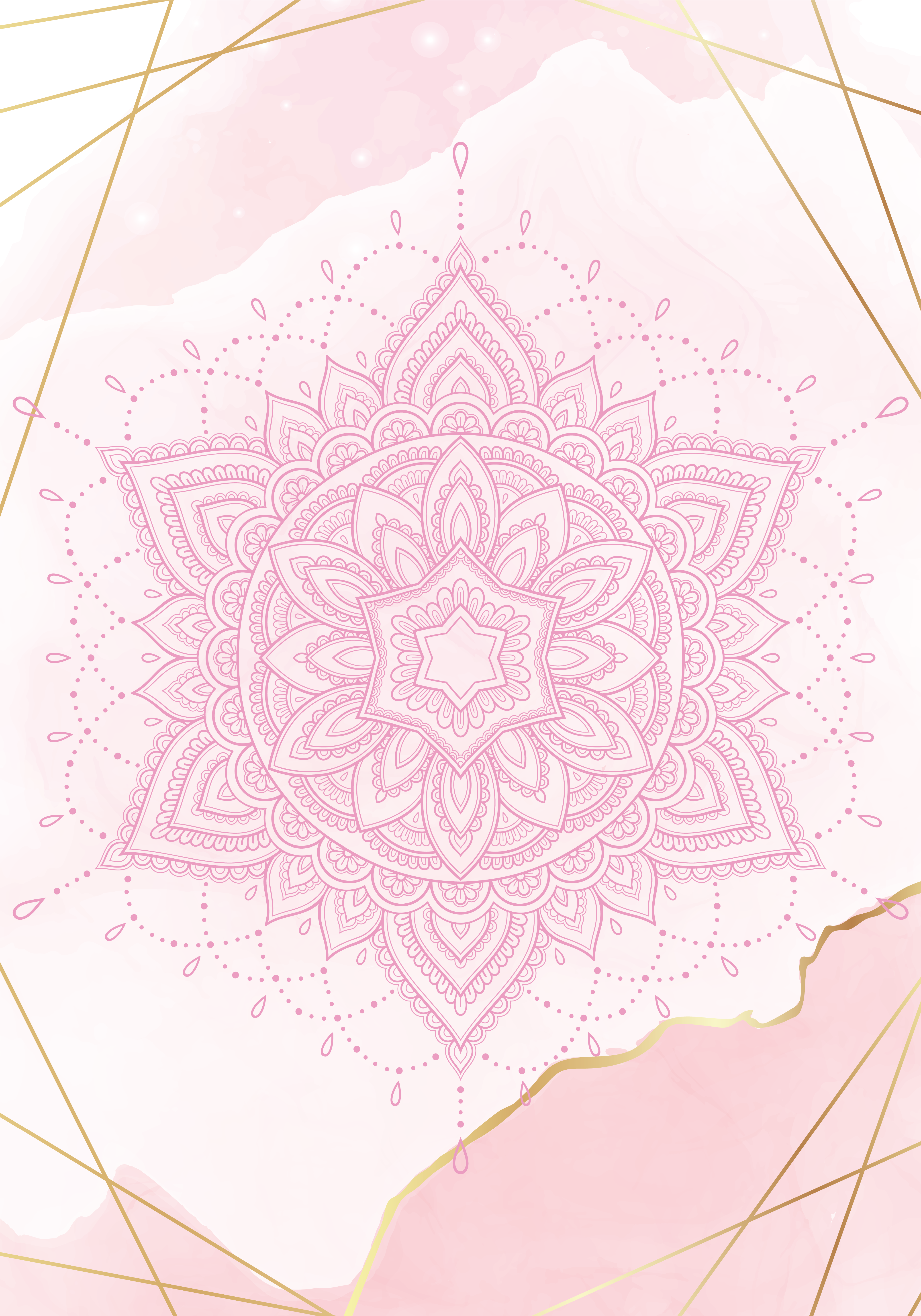 Zen poster pink watercolor mandala art print - TenStickers