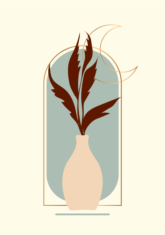 Boho plant pot poster print - TenStickers
