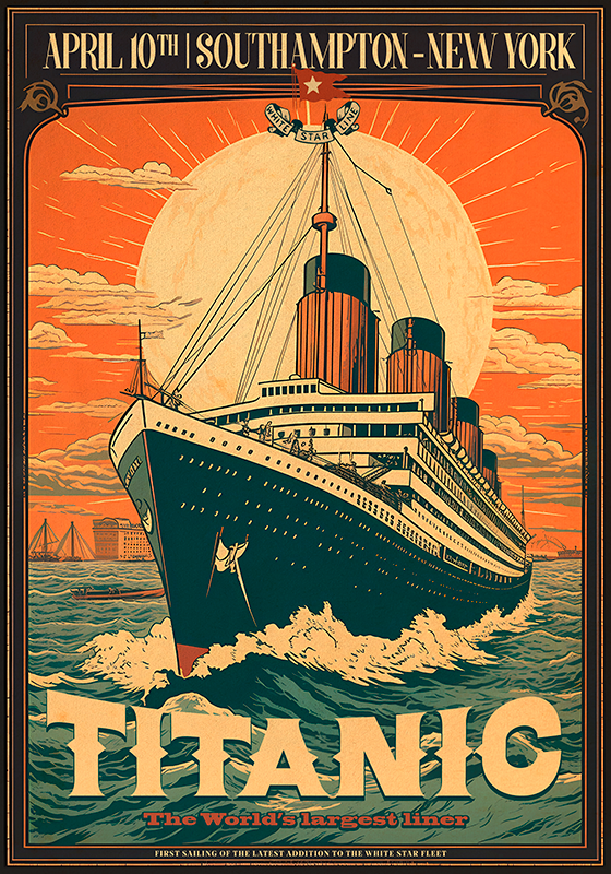 Titanic's maiden voyage vintage poster - TenStickers
