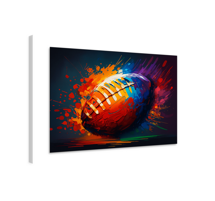 Multicolor rugby ball sports canvas art - TenStickers