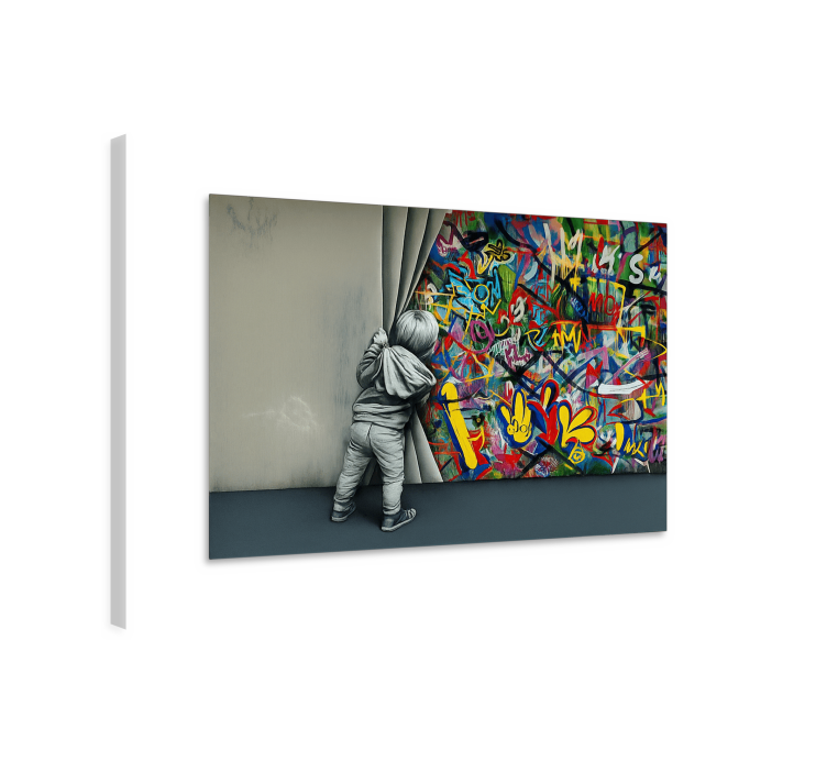 Kid spying graffiti canvas art - TenStickers