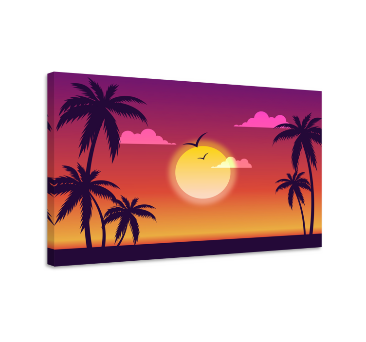Tropical sunset scene landscape canvas - TenStickers