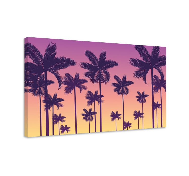 Sunset palms landscape canvas - TenStickers
