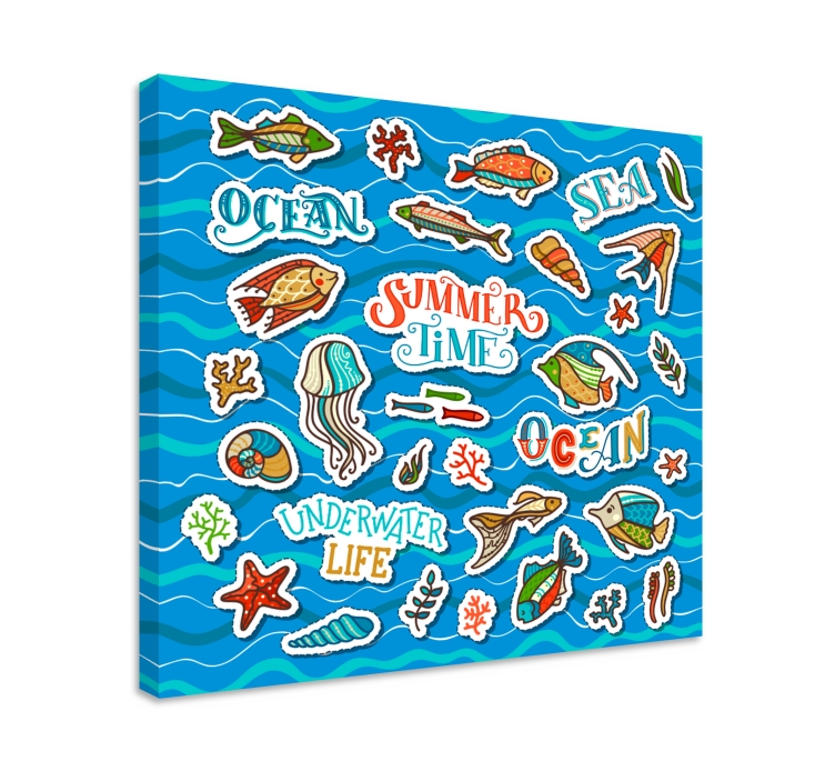 Ocean Sticker Collage kids canvas - TenStickers