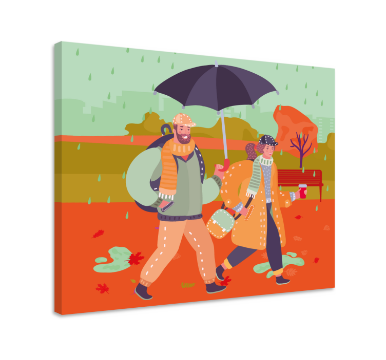 People canvas couple walking together - TenStickers