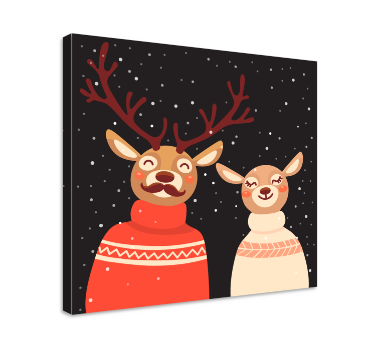 Stag canvas festive reindeer duo - TenStickers