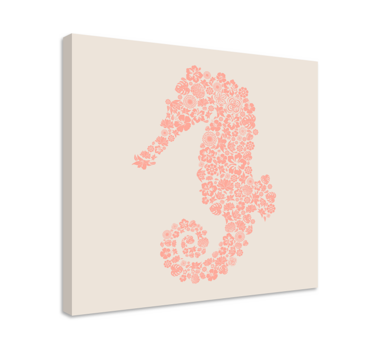 Elephant wallart seahorse floral artwork - TenStickers