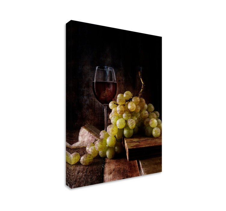 Fruit canvas wall art elegant grapes cluster - TenStickers