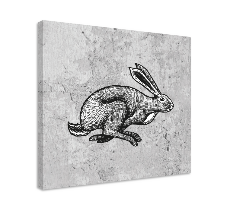 Animal canvas wall art running rabbit design - TenStickers