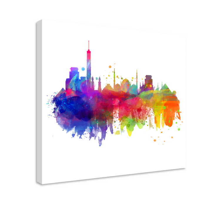 Cityscape wall art colorful city skyline - TenStickers