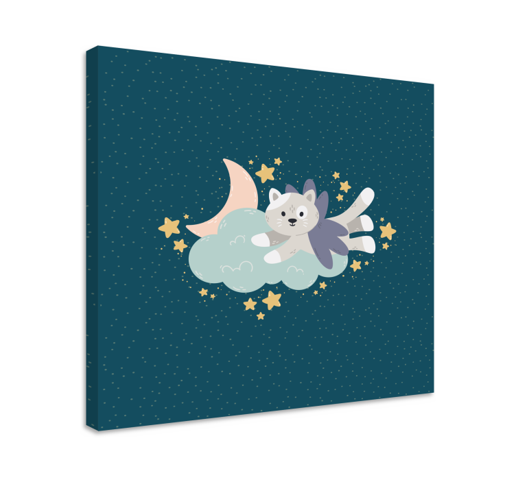 Cat and moon animal canvas prints - TenStickers