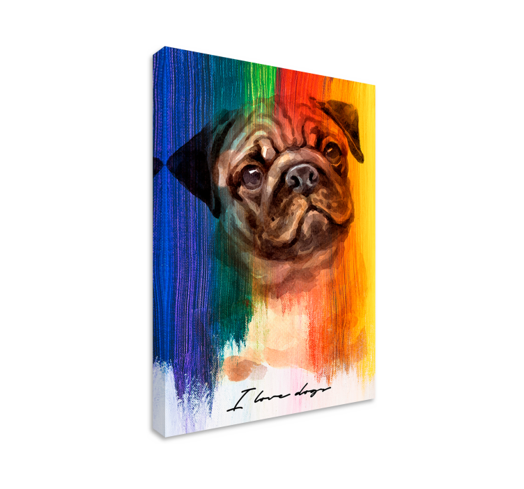 Rainbow Pug dog canvas prints - TenStickers