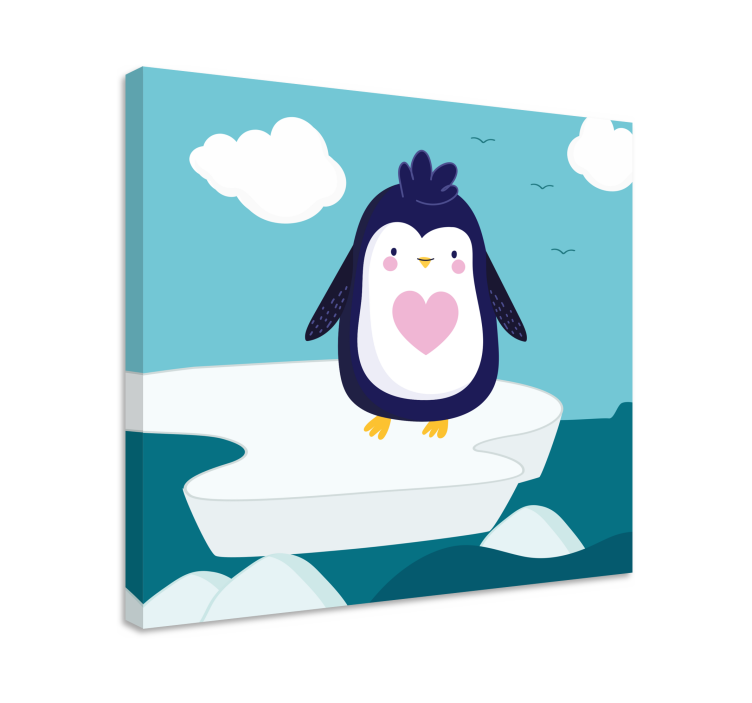 Cute cartoon penguin nursery canvas - TenStickers