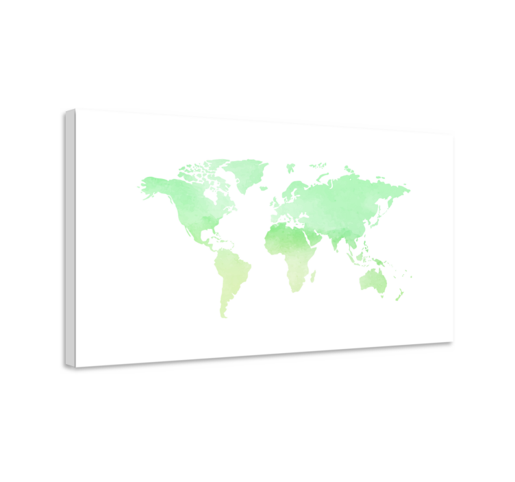 Green painted world map canvas - TenStickers