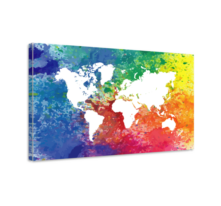Artistic colorful sillhouette world map canvas - TenStickers