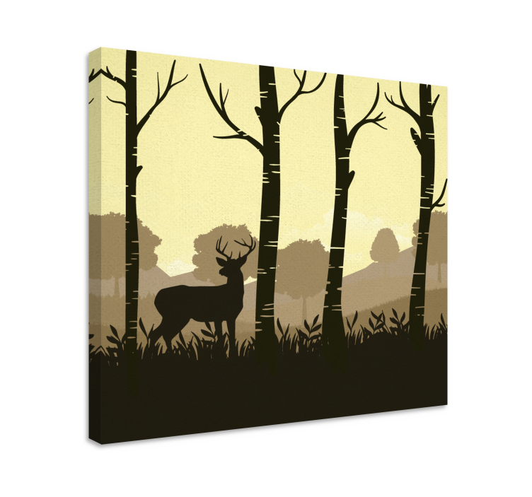 Stag canvas silhouette of stag among trees - TenStickers
