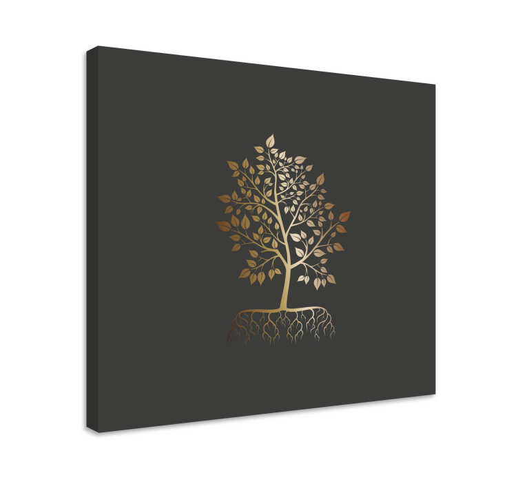 Tree canvas wall art golden leafed tree - TenStickers