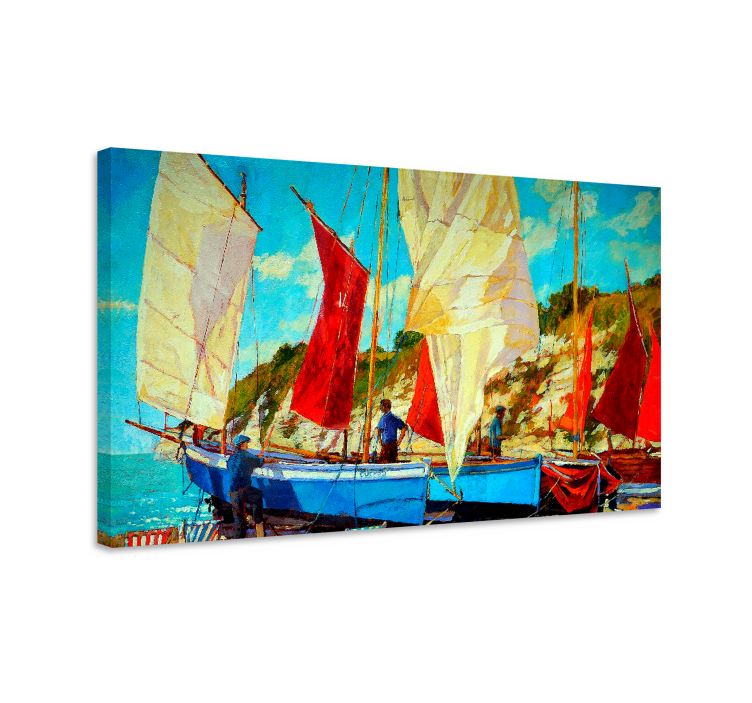 Landscape canvas sailing boats artwork - TenStickers