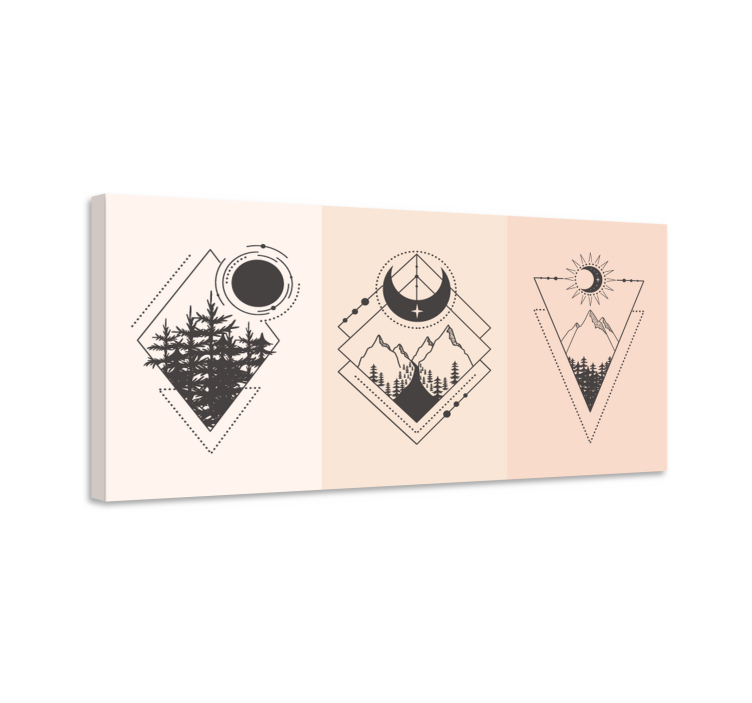 Geometric tree and moon nordic art prints - TenStickers