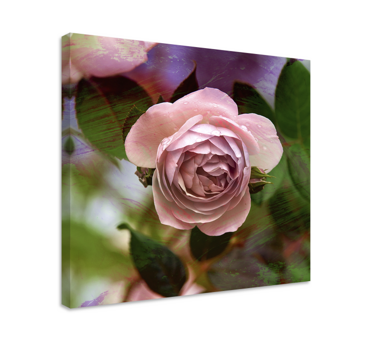 Flowers canvas pink rose blossom artwork - TenStickers
