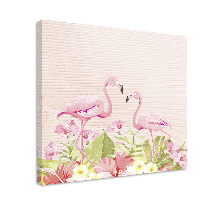 Flowers canvas flamingos among blossoms - TenStickers