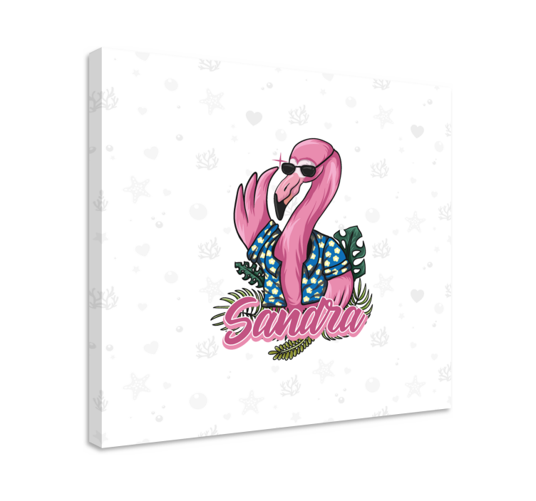 Flamingo in sunglasses with name canvas - TenStickers