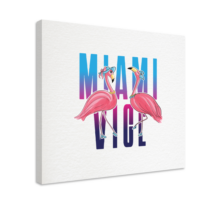 Miami vice flamingo design animal canvas prints - TenStickers