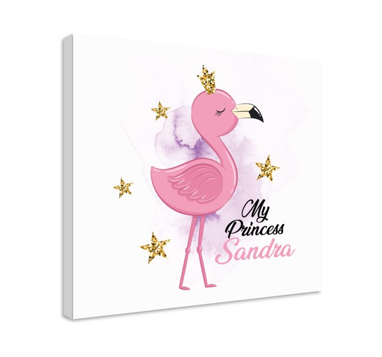 My princess flamingo with name animal canvas wall art - TenStickers