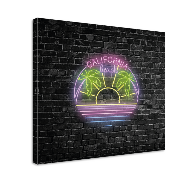 California beach neon text canvas pictures - TenStickers