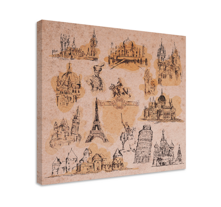Cityscape wall art historic monuments collection - TenStickers