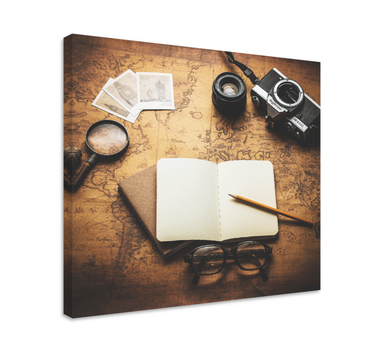 Fruit canvas wall art vintage camera essentials - TenStickers