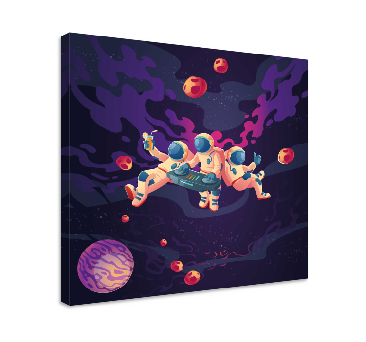 Gamer wall print astronauts playing together - TenStickers