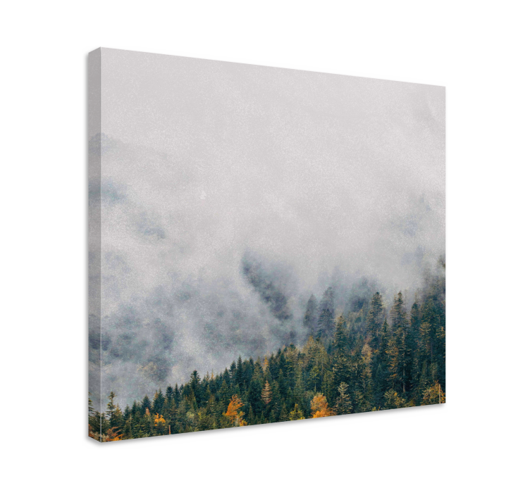 Tree canvas wall art misty forest landscape - TenStickers