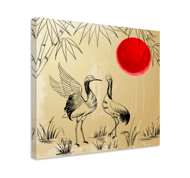 Mandala canvas cranes and sun design - TenStickers