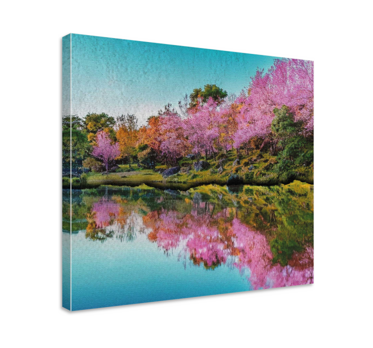 Nice view of the lake flower canvas - TenStickers
