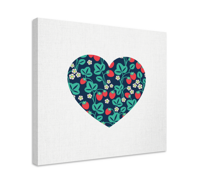 Flowers canvas heart-shaped strawberry design - TenStickers