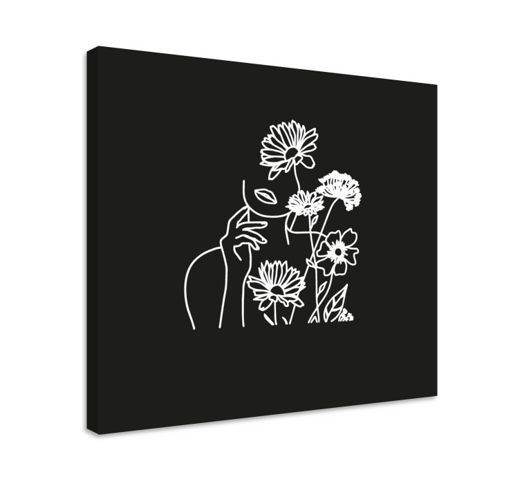 Woman and sunflowers minimalist flower canvas - TenStickers