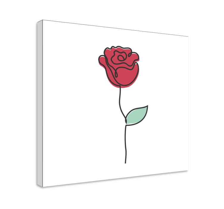 Cute red rose Line art design flower canvas - TenStickers
