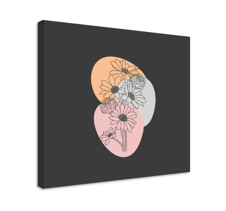 Bouquet sunflowers line art flower canvas - TenStickers