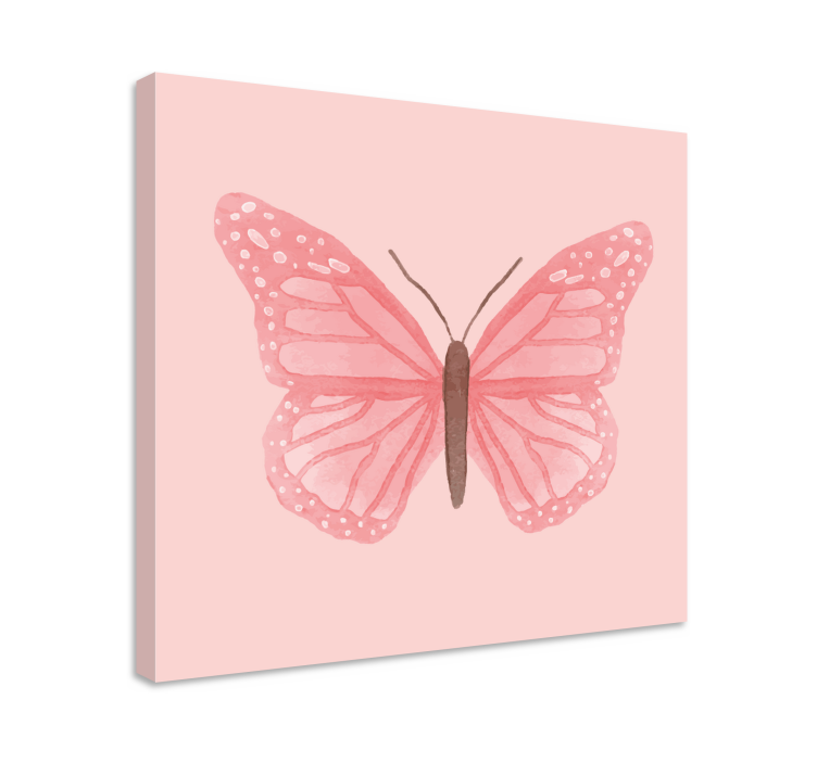 Butterfly canvas delicate pink butterfly art - TenStickers