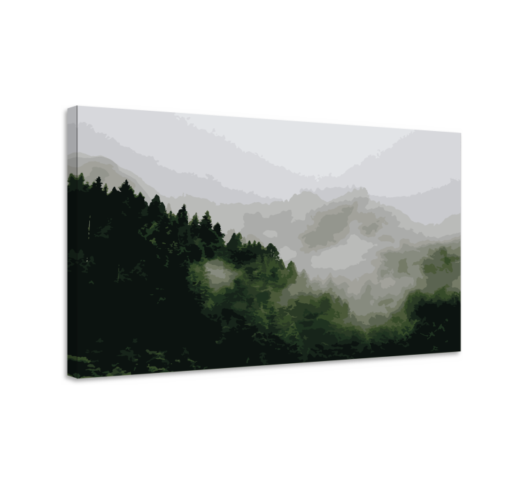 Landscape canvas misty mountain forest - TenStickers