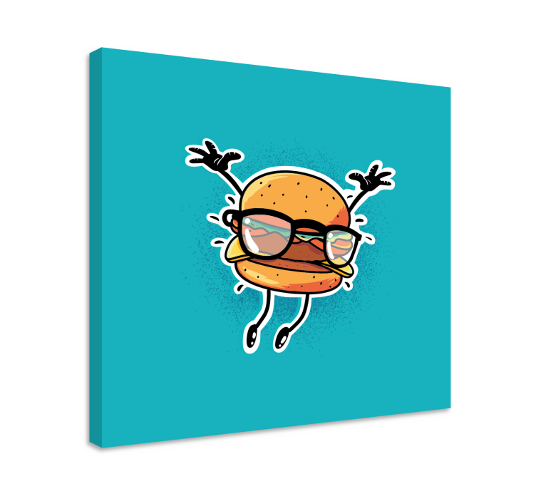Cheesy burger graffiti cartoon modern canvas - TenStickers