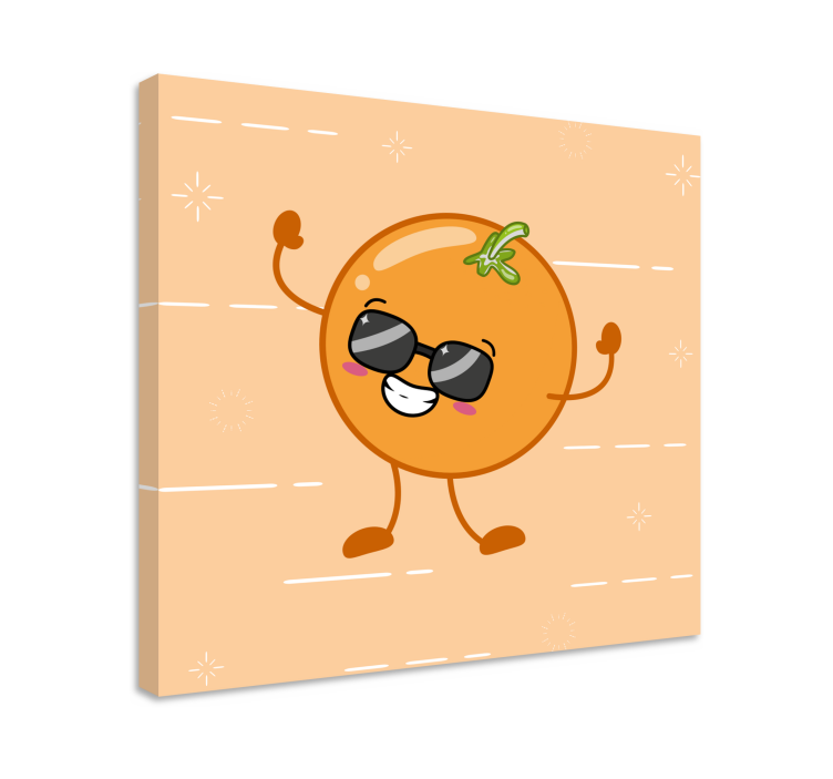 Fruit canvas wall art joyful orange figure - TenStickers