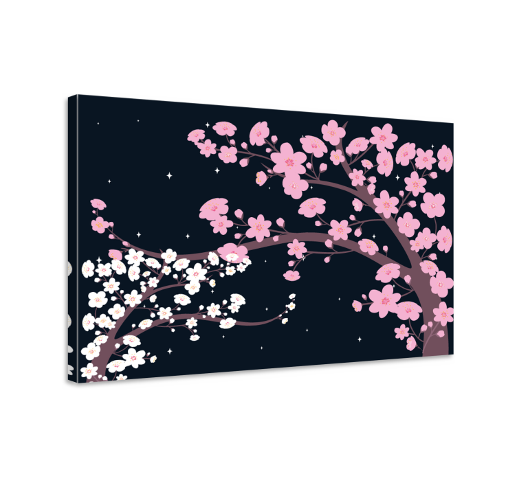 Pink and white flowers night 3D canvas prints - TenStickers