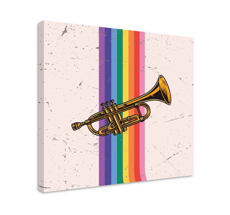 Music canvas art trumpet with stripes - TenStickers