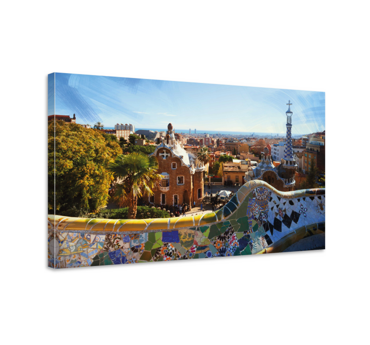 Barcelona views from Park Guell 3D canvas - TenStickers