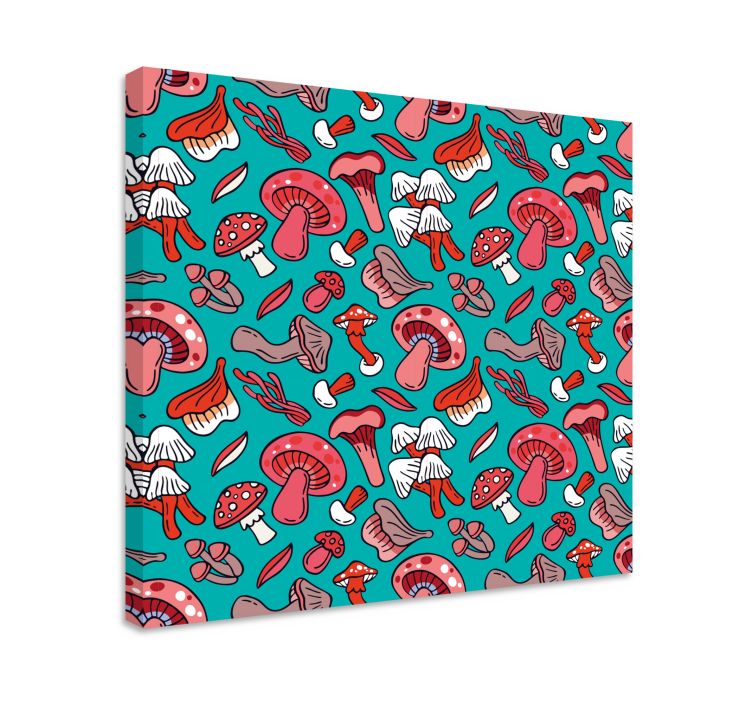 Flowers canvas colorful mushroom design - TenStickers