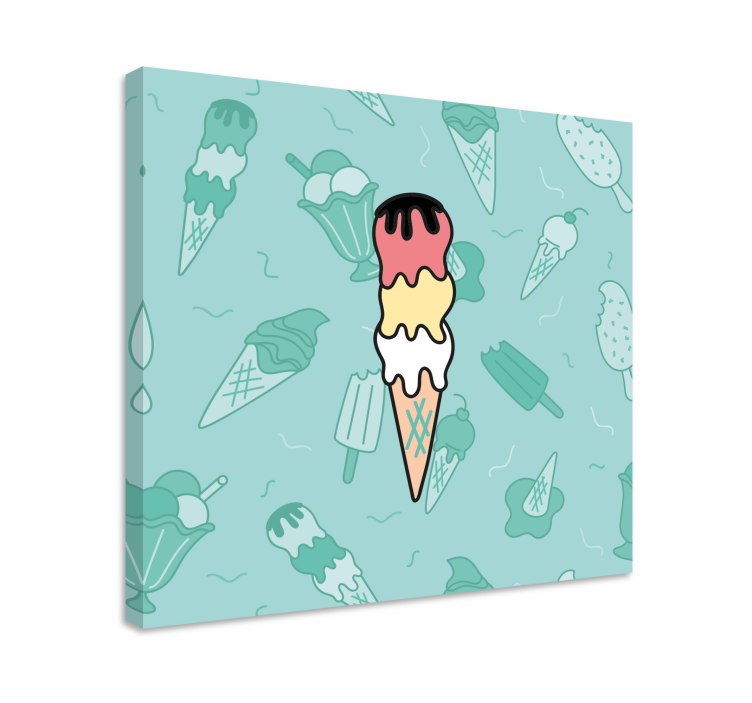 Rustic canvas wall art ice cream cone treat - TenStickers